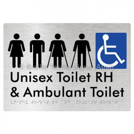 Braille Sign Unisex Accessible Toilet RH and Ambulant Toilet - Braille Tactile Signs Aust. - BTS311RH-aliB - Custom Signs - Fast Shipping - High Quality - Australian Made &amp; Owned