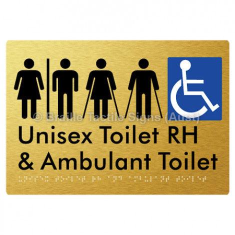 Braille Sign Unisex Accessible Toilet RH and Ambulant Toilet w/ Air Lock - Braille Tactile Signs Aust. - BTS311RH-AL-aliG - Custom Signs - Fast Shipping - High Quality - Australian Made &amp; Owned