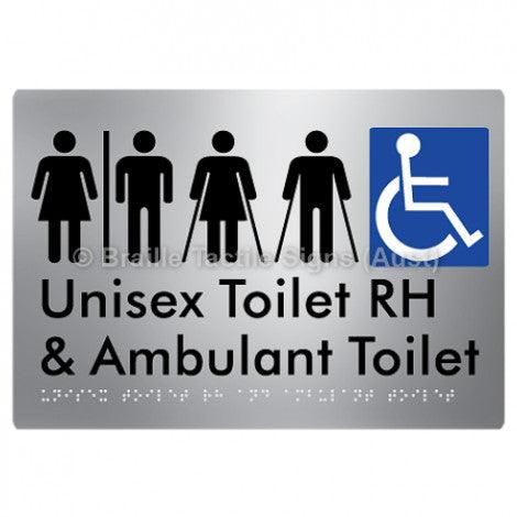 Braille Sign Unisex Accessible Toilet RH and Ambulant Toilet w/ Air Lock - Braille Tactile Signs Aust. - BTS311RH-AL-aliS - Custom Signs - Fast Shipping - High Quality - Australian Made &amp; Owned