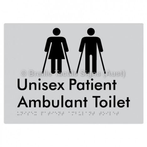 Braille Sign Unisex Patient Ambulant Toilet - Braille Tactile Signs Aust. - BTS353-slv - Custom Signs - Fast Shipping - High Quality - Australian Made &amp; Owned