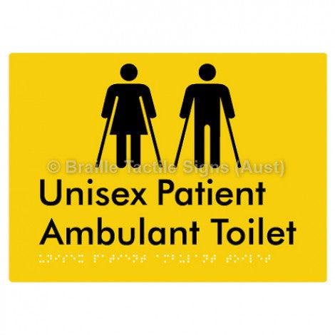 Braille Sign Unisex Patient Ambulant Toilet - Braille Tactile Signs Aust. - BTS353-yel - Custom Signs - Fast Shipping - High Quality - Australian Made &amp; Owned