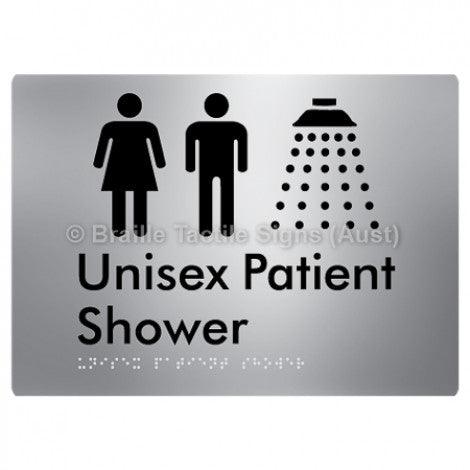 Braille Sign Unisex Patient Shower - Braille Tactile Signs Aust. - BTS354-aliS - Custom Signs - Fast Shipping - High Quality - Australian Made &amp; Owned