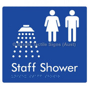 Braille Sign Unisex Staff Shower - Braille Tactile Signs Aust. - BTS246-blu - Custom Signs - Fast Shipping - High Quality - Australian Made &amp; Owned