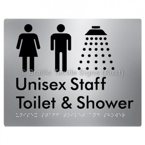 Braille Sign Unisex Staff Toilet & Shower - Braille Tactile Signs Aust. - BTS281-aliS - Custom Signs - Fast Shipping - High Quality - Australian Made &amp; Owned