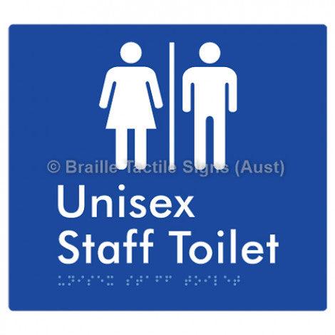 Braille Sign Unisex Staff Toilet w/ Air Lock - Braille Tactile Signs Aust. - BTS42n-AL-blu - Custom Signs - Fast Shipping - High Quality - Australian Made &amp; Owned