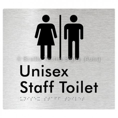 Braille Sign Unisex Staff Toilet w/ Air Lock - Braille Tactile Signs Aust. - BTS42n-AL-aliB - Custom Signs - Fast Shipping - High Quality - Australian Made &amp; Owned