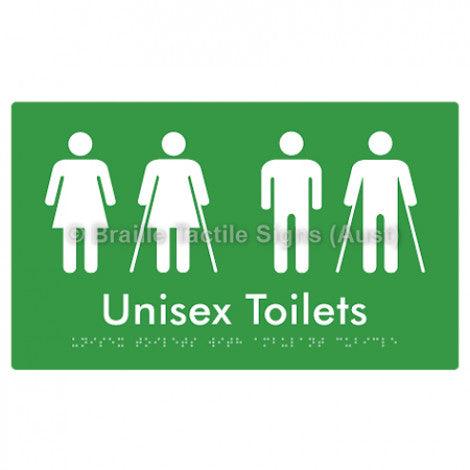 Braille Sign Unisex Toilets with Ambulant Cubicle - Braille Tactile Signs Aust. - BTS308-grn - Custom Signs - Fast Shipping - High Quality - Australian Made &amp; Owned