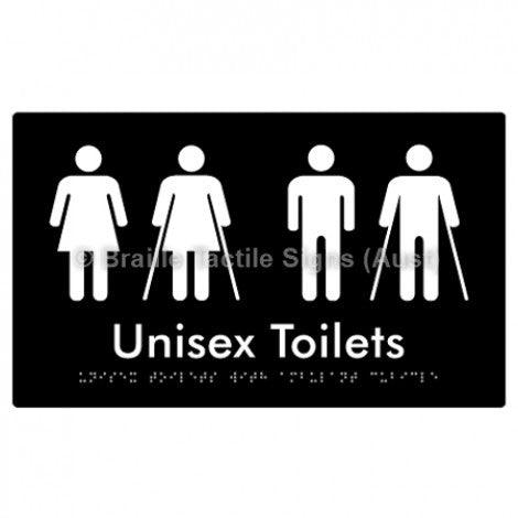 Braille Sign Unisex Toilets with Ambulant Cubicle - Braille Tactile Signs Aust. - BTS308-blk - Custom Signs - Fast Shipping - High Quality - Australian Made &amp; Owned