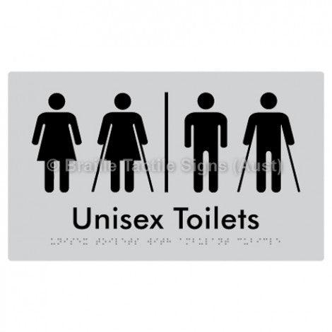 Braille Sign Unisex Toilets with Ambulant Cubicle w/ Air Lock - Braille Tactile Signs Aust. - BTS308-AL-slv - Custom Signs - Fast Shipping - High Quality - Australian Made &amp; Owned