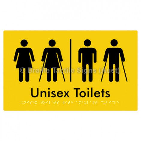 Braille Sign Unisex Toilets with Ambulant Cubicle w/ Air Lock - Braille Tactile Signs Aust. - BTS308-AL-yel - Custom Signs - Fast Shipping - High Quality - Australian Made &amp; Owned