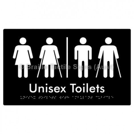 Braille Sign Unisex Toilets with Ambulant Cubicle w/ Air Lock - Braille Tactile Signs Aust. - BTS308-AL-blk - Custom Signs - Fast Shipping - High Quality - Australian Made &amp; Owned