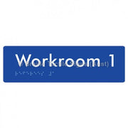 Braille Sign Workroom 1 - Braille Tactile Signs Aust. - BTS186-01-blu - Custom Signs - Fast Shipping - High Quality - Australian Made &amp; Owned