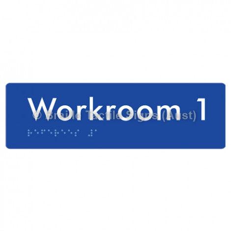 Braille Sign Workroom 1 - Braille Tactile Signs Aust. - BTS186-01-blu - Custom Signs - Fast Shipping - High Quality - Australian Made &amp; Owned